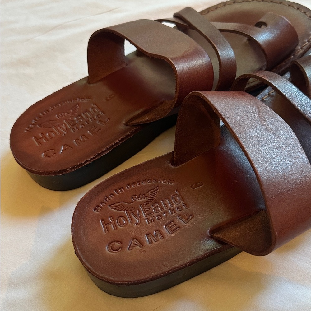 Holy Land Market *NEW* Unisex Leather Biblical Sandals/Slides From Jerusalem - Picture 6 of 14